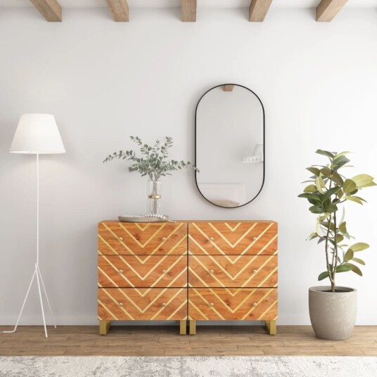 vidaXL TV-benker 2 stk brun og svart 60x33,5x75 cm heltre mango