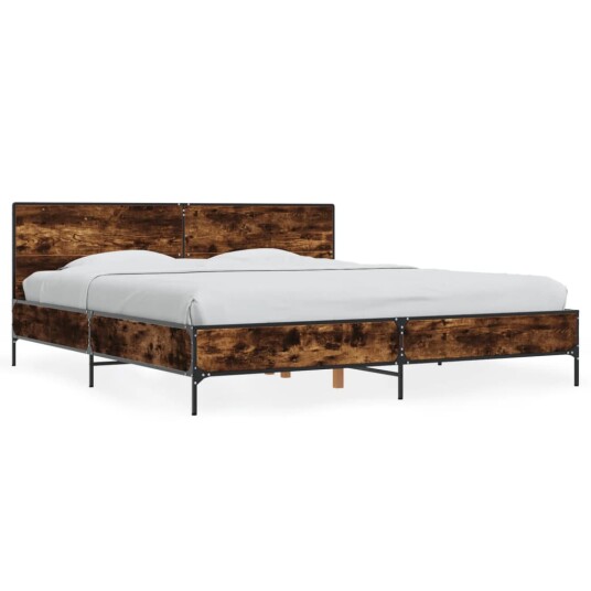  Sengeramme røkt eik 200x200 cm konstruert tre og metall 8721102613159