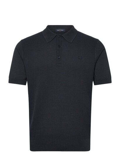 Fred Perry Tonic Waffle Knitted Shirt   Navy   S
