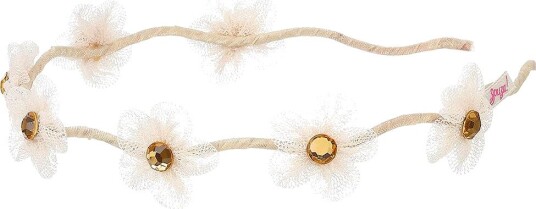 Souza Liyana Hårbøyle Hvite Tyllblomster med Gullkrystaller