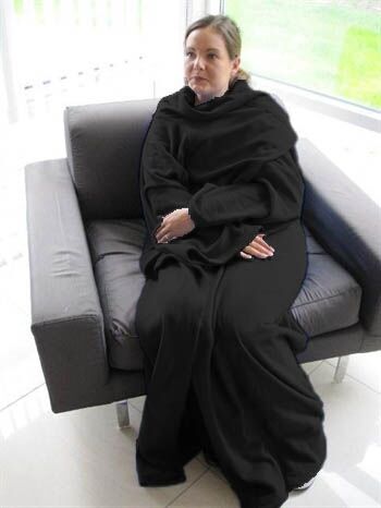 Borg Living Snuggie pledd Teppe med ermer 130x180 cm Svart