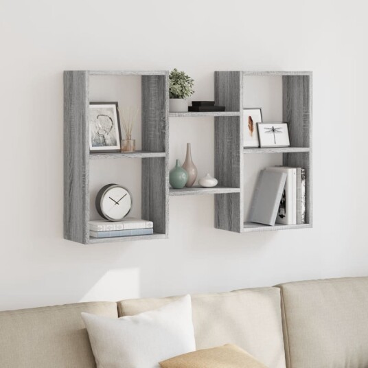 Vegghylle grå sonoma 96x18x60 cm konstruert tre 8721158360977