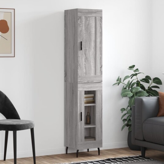 vidaXL Highboard grå sonoma 34,5x34x180 cm konstruert tre 8720845498290 vidaXL Highboard grå sonoma 34,5x34x180 cm konstruert tre 8720845498290
