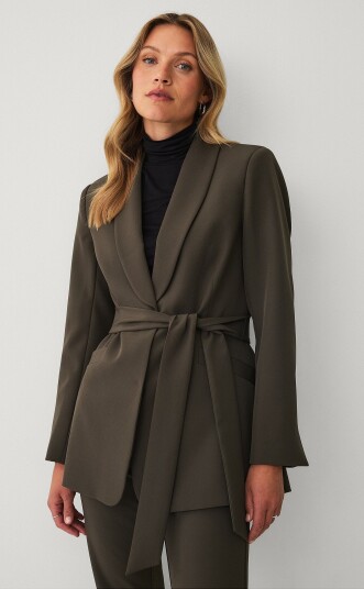 Ellos Collection Blazer med slips og sjalkrage Grønn