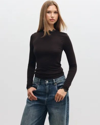 Vero Moda - Brun - Vmrosa Ls Highneck Top Ga Jrs Noos