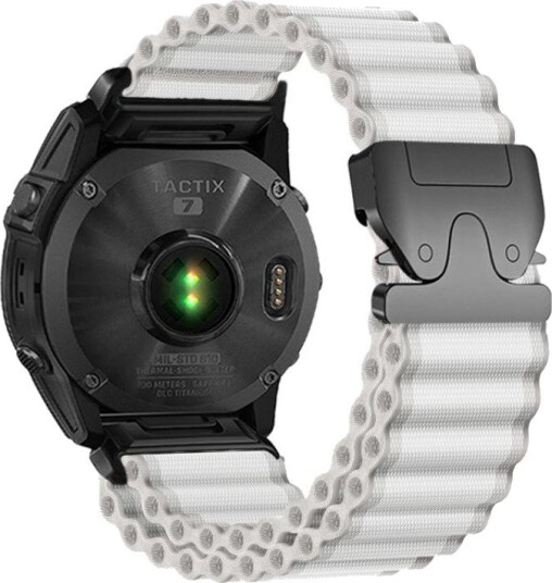 Nylonarmbånd til Garmin, 26 mm – Hvit–Svart – Garmin-armbånd – 26 mm armbånd