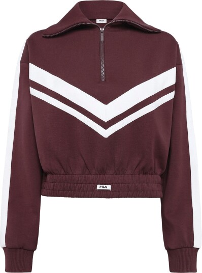 FILA Avigna Relaxed Cropped Half Zip Sweatshirt FUDGE S
