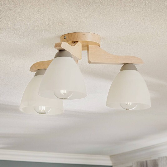 Lamkur Haro taklampe hvit bøk/hvit 3 lyskilder Lamkur Haro taklampe hvit bøk/hvit 3 lyskilder