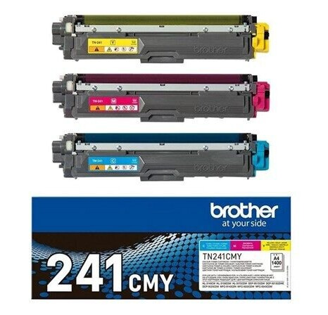 Brother TN241CMY / TN241 CMY 3-Pack Yellow Cyan Magenta Toner - Laser toner Blå Brother TN241CMY / TN241 CMY 3-Pack Yellow Cyan Magenta Toner - Laser toner Blå