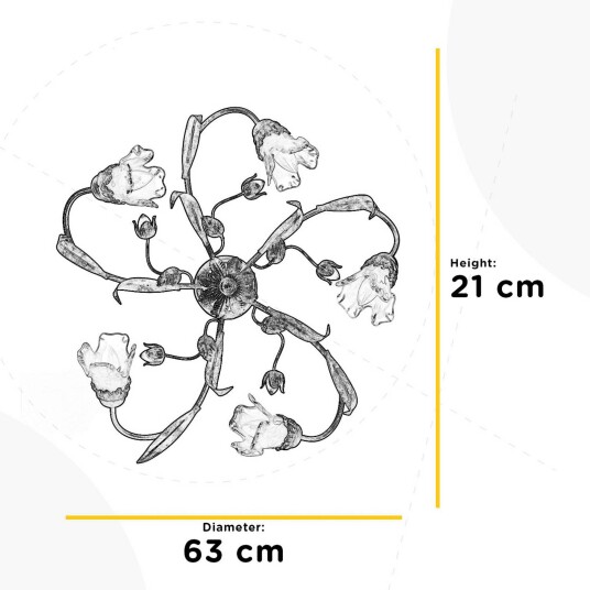 Onli Arianna taklampe bronsefarget 5 lyskilder jern glass