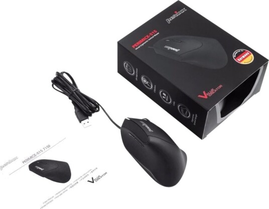 Perixx Perimice 515 Ii Vertikal Mus Ergonomisk Høyrehendt Optisk 6 Knapper Kablet Usb Svart