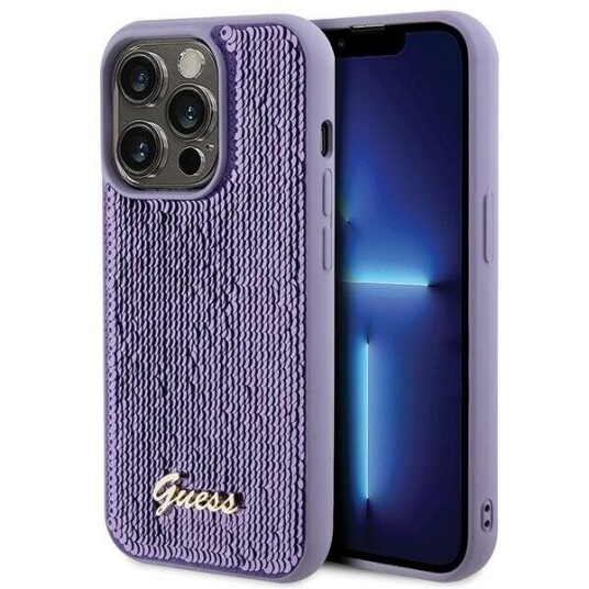Guess Mobildeksel i Lilla for iPhone 15 Pro Max med Glittereffekt