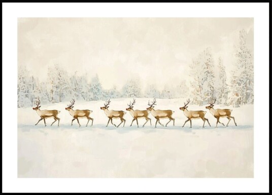 Winter Wonderland: Reindeer Procession Poster Plakat / 40x50cm