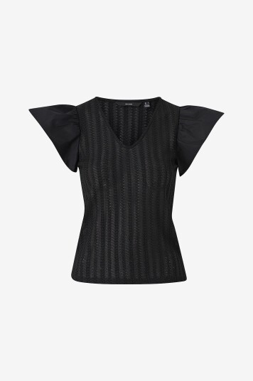 Vero Moda - Topp vmNaja SS V-neck Top - Svart