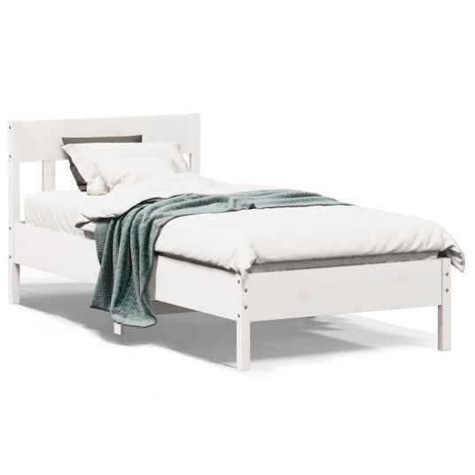 vidaXL Sengeramme med hodegavl hvit 75x190 cm heltre furu 8721012428492