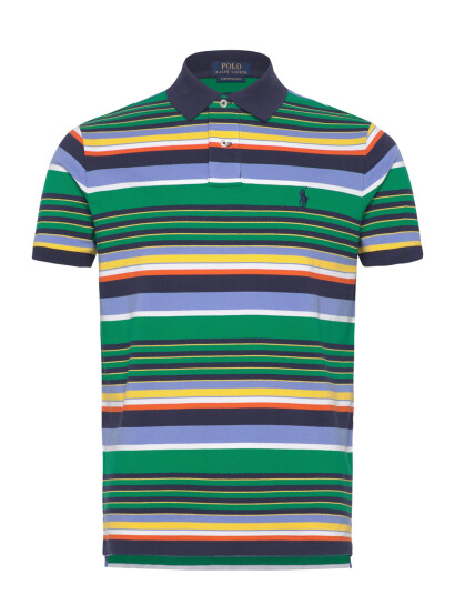 Polo Ralph Lauren Custom Slim Fit Striped Mesh Polo Shirt Green XS