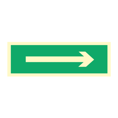 Jo Safety Arrow Photoluminescent Rigid Plast PR EP 75 x250 mm IMO direction exit sign 100123PREP