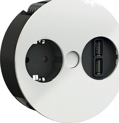 Bachmann Twist 1 Stikkontakt 2xUSB nedfellbar Matt Hvit IP21 - 1503738