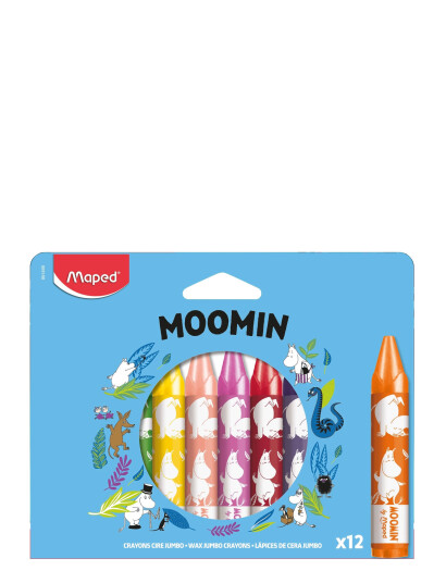 Dsignhouse Moomin Moomin Wax Crayons X12 Cardboard Box - Multi/patterned - 12.4X 15.6X 1.5CM