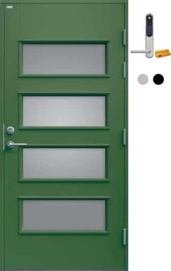 Ytterdør Diplomat Ebba Sotet Glass med Yale Doorman Classic Home