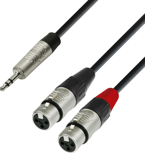 Adapterkabel 3,5 mm MiniJack stereo for 2 x XLR female 1,8 meter Adapterkabel 3,5 mm MiniJack stereo for 2 x XLR female 1,8 meter