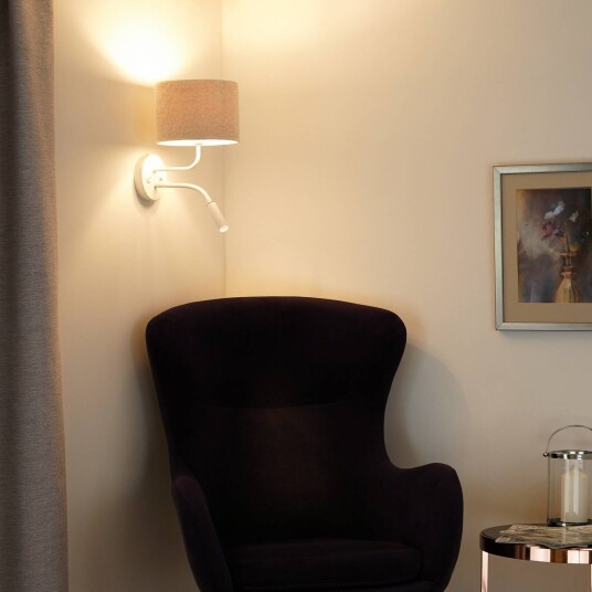 Duolla Vegglampe bouclé hvit/creme leselampe