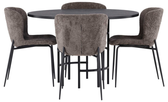 Venture Design Copenhagen & Modesto spisegruppe Mørkegrå/svart 4 stoler & bord 115 cm
