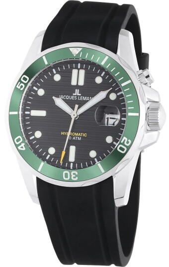 Jacques Lemans Herreklokke 1 2170E Hybromatic Sort/Gummi Ø41 mm