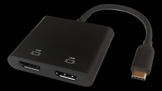 Deltaco USB-C MST HUB 2x 4K/60Hz HDMI x 2 Svart 0,1m