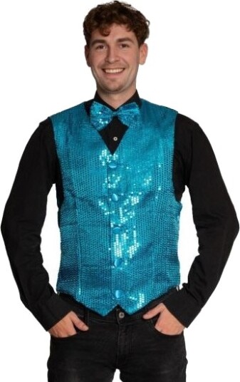 Partychimp Turkis Pailletvest Og Butterfly