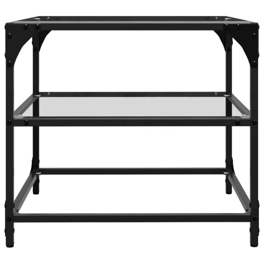 Sofabord med gjennomsiktig glassplate 50x50x45 cm stål 846006