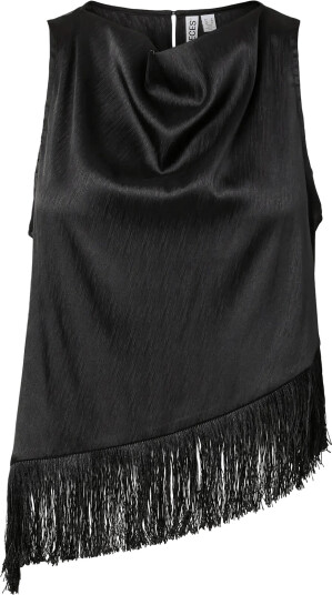 Pieces Pcanne Sl Frill Top Wvn D2D   Black   S
