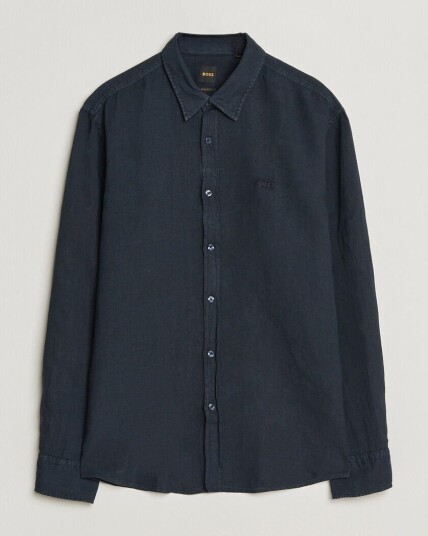 Boss ORANGE Relegant Linen Shirt Dark Blue