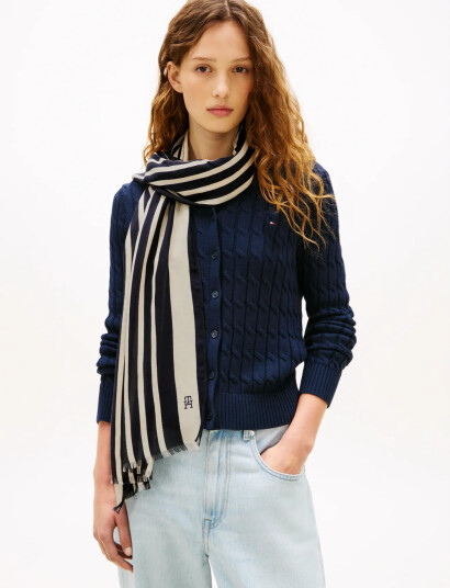 Tommy Hilfiger Th Elevated Chic Scarf Navy ONE SIZE