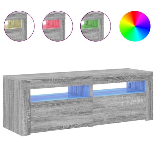 vidaXL TV-benk med LED-lys grå sonoma eik 120x35x40 cm