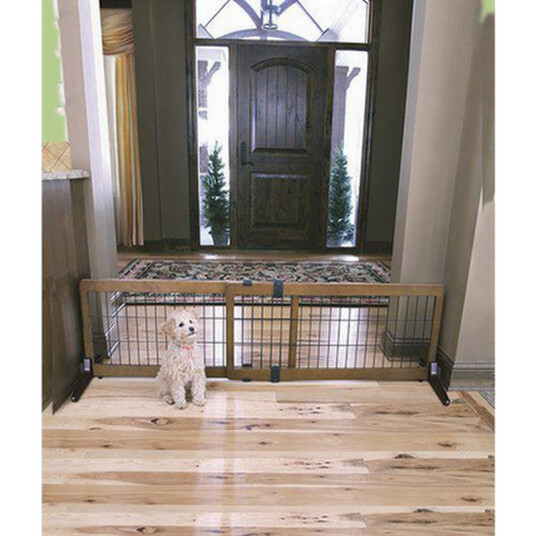 Carlson Frittstående Hundegrind Rustfritt Stål og Tre 102 cm Brown