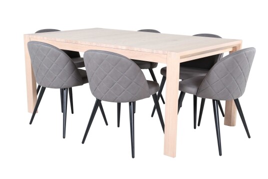 Venture Design Slider & Velvet spisegruppe Grå/natur 6 stoler & bord 170 x 95 cm