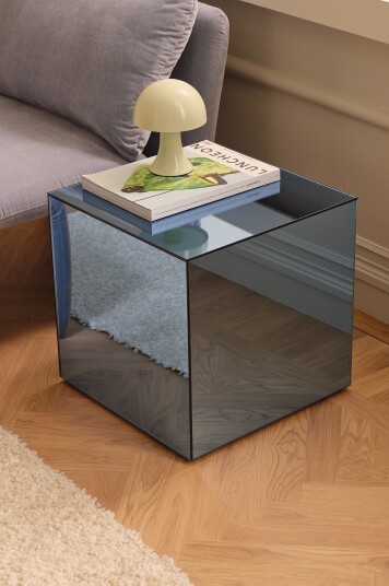 Ellos Home Sidebord Kub med speilglass Blå