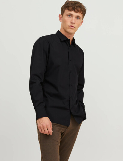 Jack & Jones Jjjoe Shirt Ls Plain - Black - XXL Jack & Jones Jjjoe Shirt Ls Plain - Black - XXL