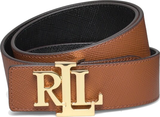 Lauren Ralph Lauren Logo Reversible Textured Wide Belt Brown XS