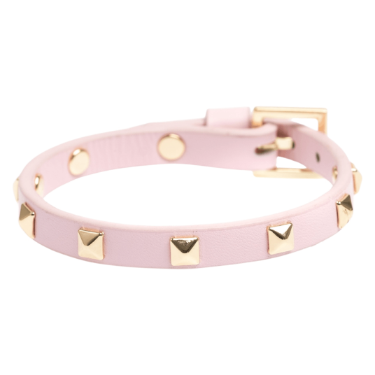 DARK Leather Stud Bracelet Mini Pale Rose