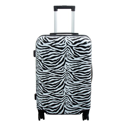 Borg Living Koffert - Hardcase koffert - Størrelse Medium - Koffert med motiv - Zebra - Eksklusiv lettvekt reisekoffert