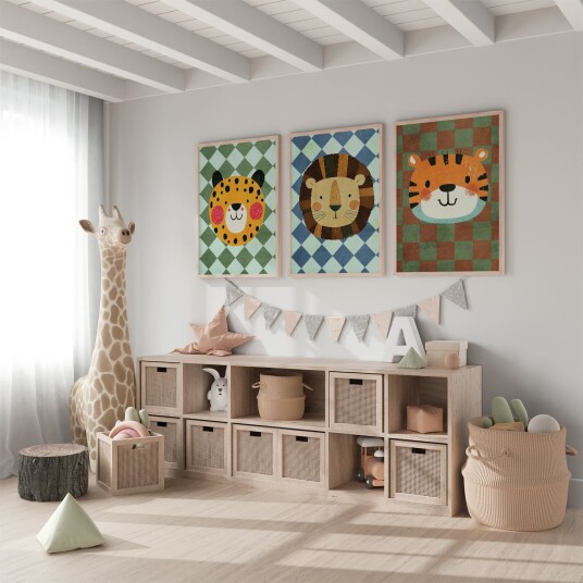 Plakat Dyreansikter / Sett med 3 Plakat Dyreansikter / Sett med 3
