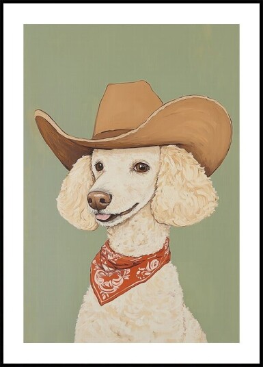 Cowboy Poodle Dog Plakat Plakat / 40x50cm Cowboy Poodle Dog Plakat Plakat / 40x50cm