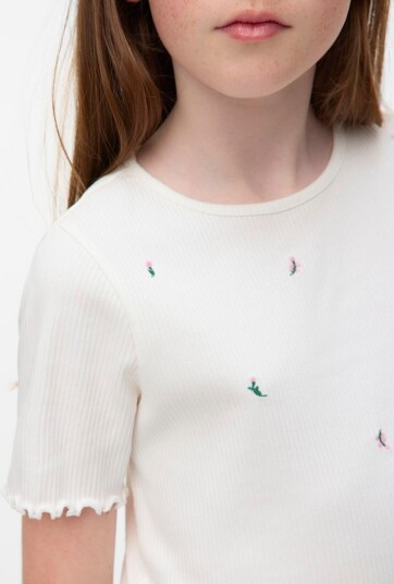 Vero Moda Girl Topp vmHelle Bloom Francis SS Top Jrs GI Hvit