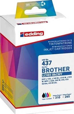 Edding Edd-437, Sort, Cyan, Fiolblå, Gult, 310 Ml, 265 Ml, 4 Stykker, 12 Sider, Multipakke