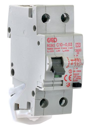 Garo RCBO GS B16A 2P Personbeskyttelsesautomat 2 polet B karakteristikk 16 A Stikkontakter & kabler Garo RCBO GS B16A 2P Personbeskyttelsesautomat 2 polet B karakteristikk 16 A Stikkontakter & kabler