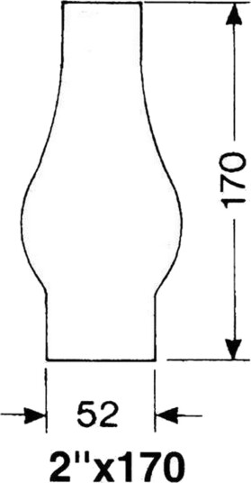Lampeglass for Oljelampe 52 x 170 mm