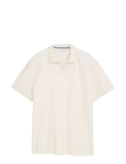 Tom Tailor Structured Resort Collar Polo - Cream - S