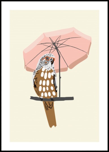 Parrot"s Pink Umbrella Plakat / 40x50